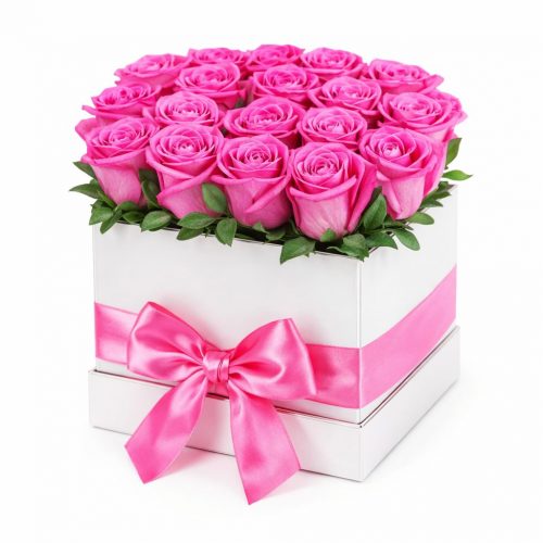 Цветы в коробке «Розовая элегантность»