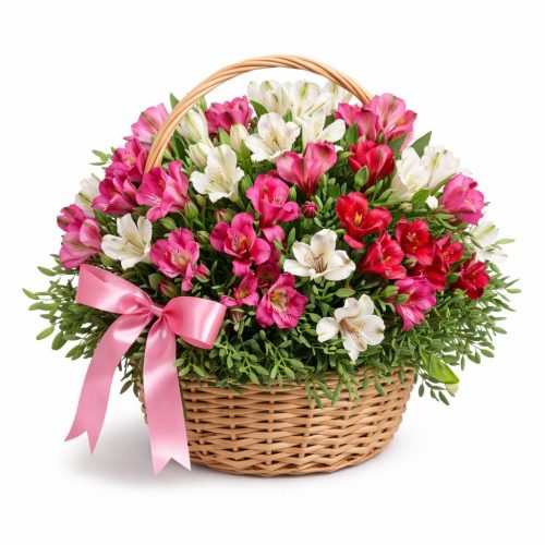 Композиция в корзине «Альстромерийное чудо»