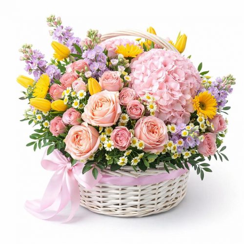 Цветочная композиция в корзине «Утренняя свежесть»